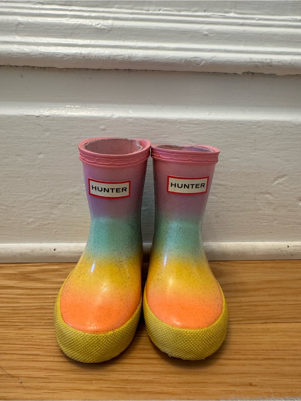 Hunter Kids' Rainbow Gradient Rain Boots - Pink/Yellow/Green